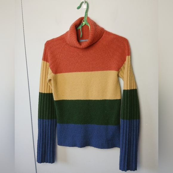 smartset Sweaters - SMARTSET Y2K Turtle Neck Women Size M Colurful Long Sleeve 30% Wool